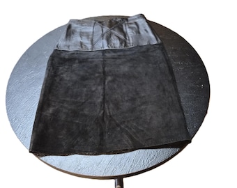 Vintage 80–90s Dominic Bellissimo Lindzon Leather & Suede Skirt w/ Snakeskin Insert – Size 10