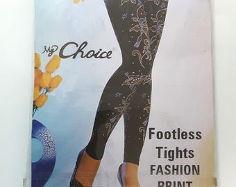 Vintage Floral Star Print Tights: 1980s-90s Deadstock Balletcore