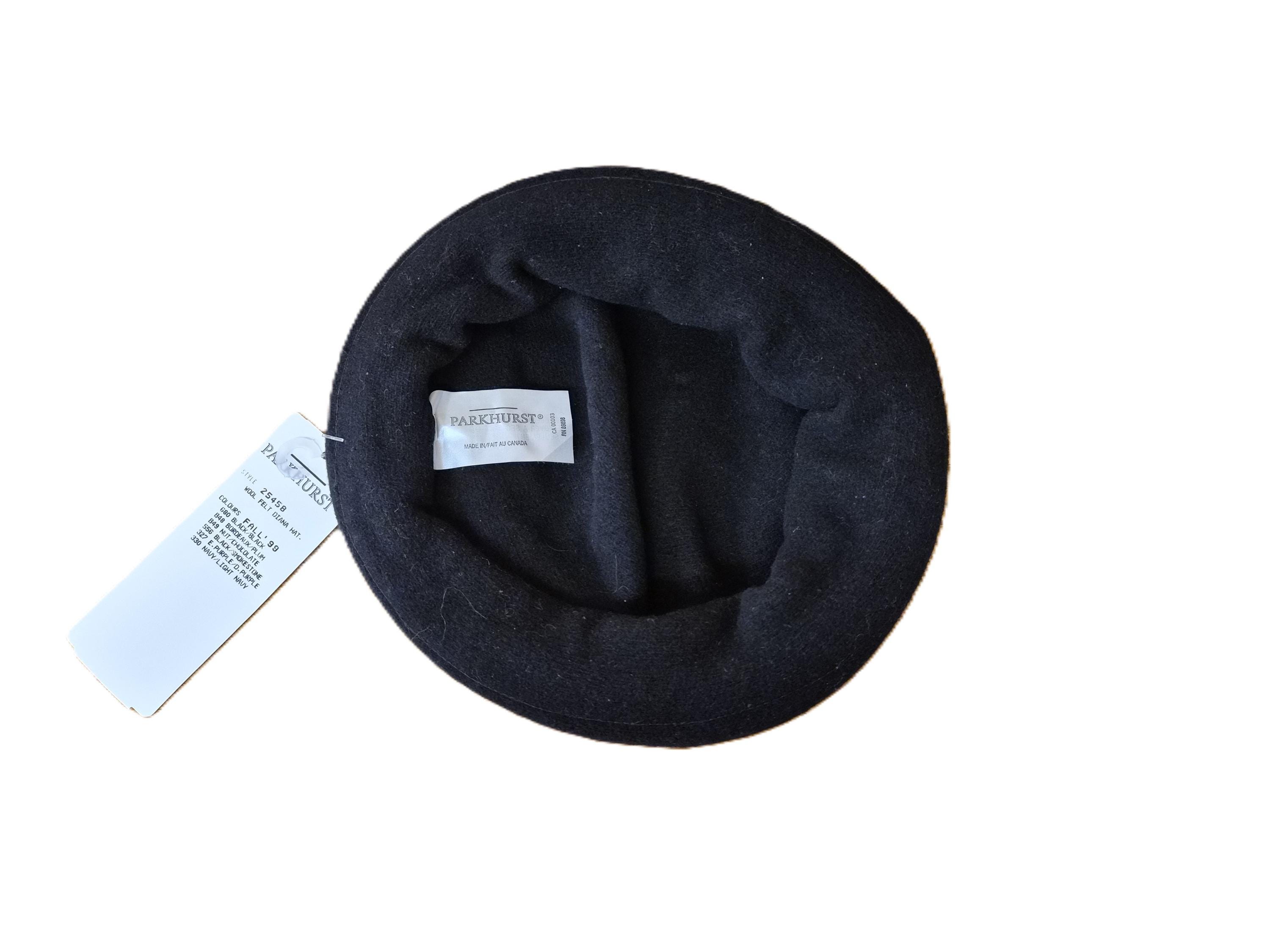 Vintage Parkhurst Canada Wool Cloche Hat Black Smokestone  display picture 2