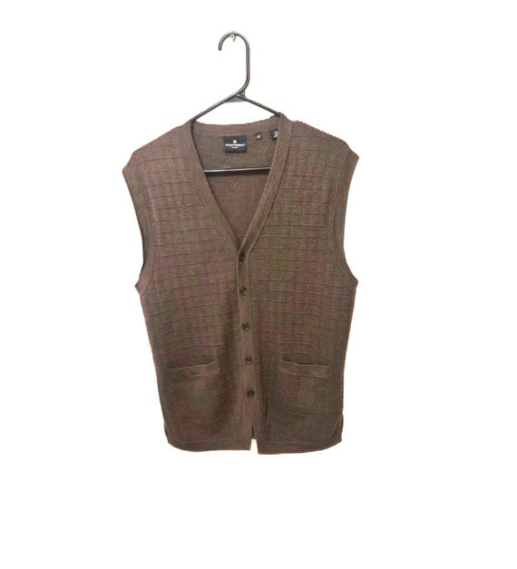 Hickey Freeman, Vintage 90s Hickey-Freeman Sport 100% Wool Waffle Knit Cardigan Preppy Grandpa