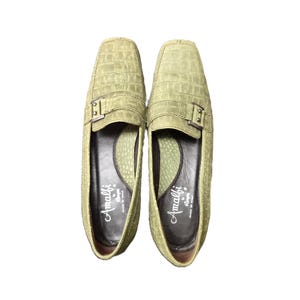 Y2K Krokodilpräglade Läderloafers: Amalfi av Rangoni Tillverkad i Italien, Dam 8B