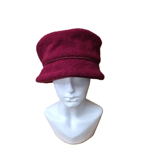 Vintage Tilley La Cloche Hat Wool Bouclé Red Size L Made in 
