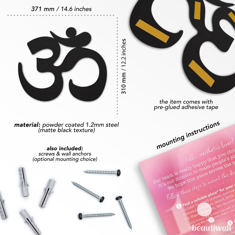 Beautiwall Om Shanti Om Metal Wall Art Decor Etsy