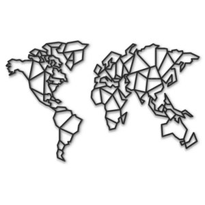 Mapa del mundo geométrico, decoración de pared de metal - 1,3 x 0,8 m