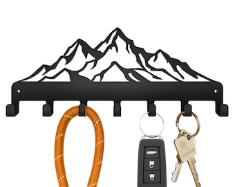 Mountains Key Organizer – Beautiwall Steel Key Hanger – Powder Coated (Black) – 250mm