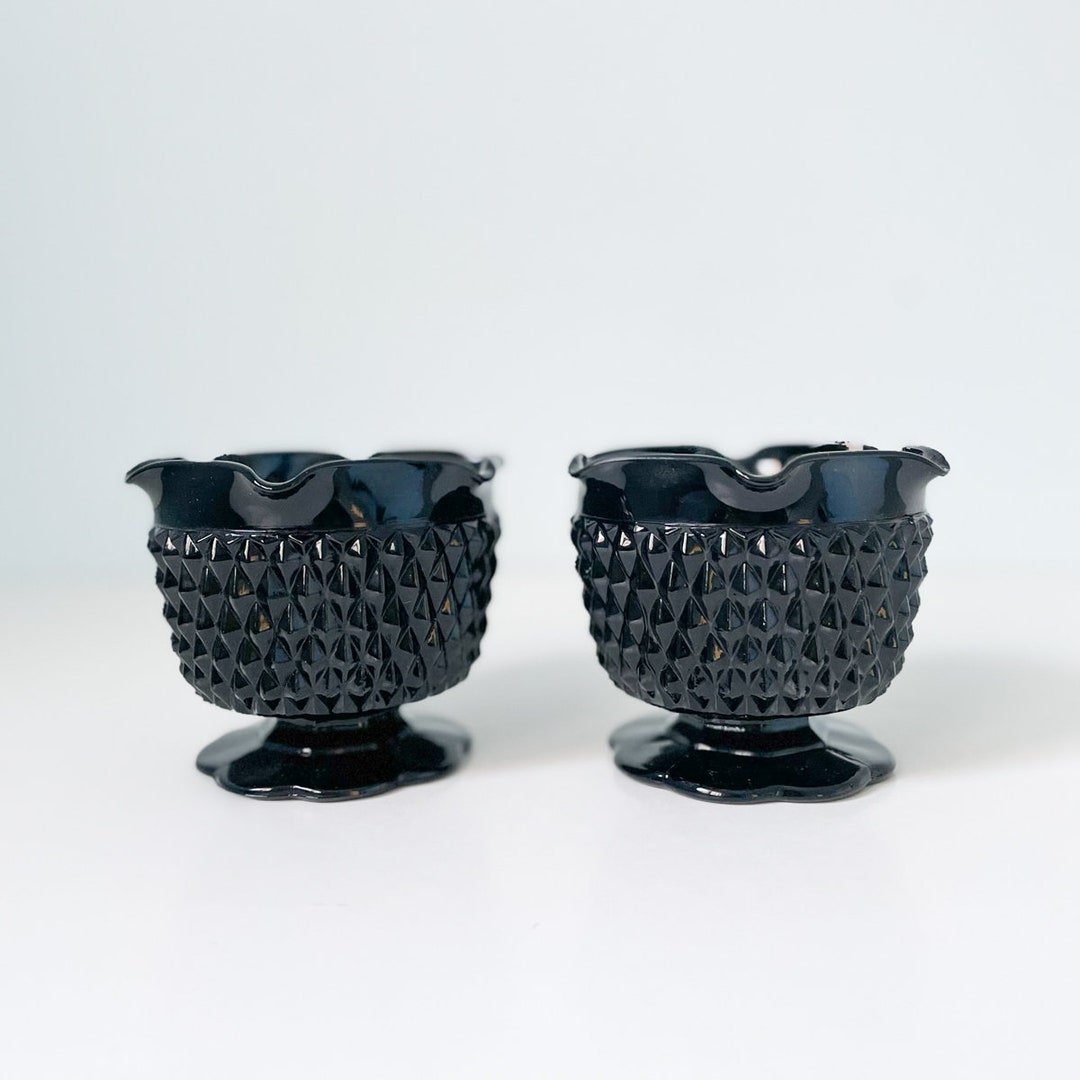 Vintage Black Tiara Cameo Indiana Glass Candle Holders Set of Etsy