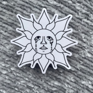 Crying Sun Black and White Sticker Aesthetic
