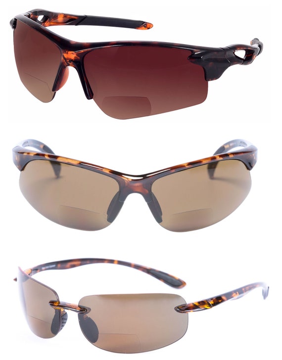 Mass Vision Polarized Bifocal Sunglasses - Sport Wrap Sunglasses For Reading & Distance, 2-Pack