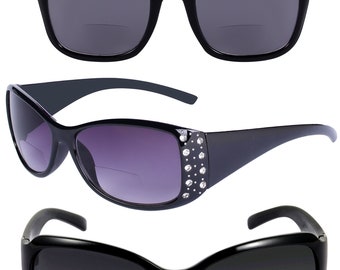 3 Pair of "The Socialites" Our Best Selling Fashion Bifocal Reader Sunglasses for Women - 3 Soft Pouches Included