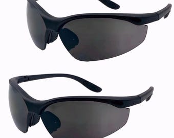 2 paar Z87+ lichtgewicht sport wrap volledige leeslens (niet bifocaal) veiligheidszonnebrillen – slagvaste UV400-lenzen, ANSI-gecertificeerd