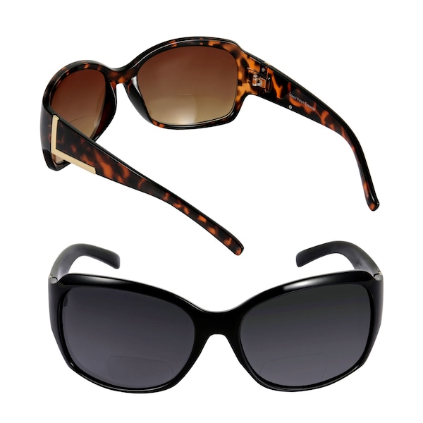 2 Pair of “The Fashionista” Women’s Designer Bifocal Reading Sunglasses - 2 Microfiber Soft Pouches Included