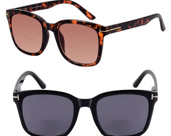 2 Pair of “The Jet Setter” Women’s Fashion Bifocal Reading Sunglasses Featuring Spring Hinges
