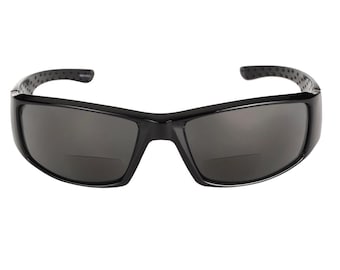 Polarized “The Contender” Lightweight Full Frame Unisex Sport Wrap Bifocal Sunglasses Featuring Night Driving Lenses