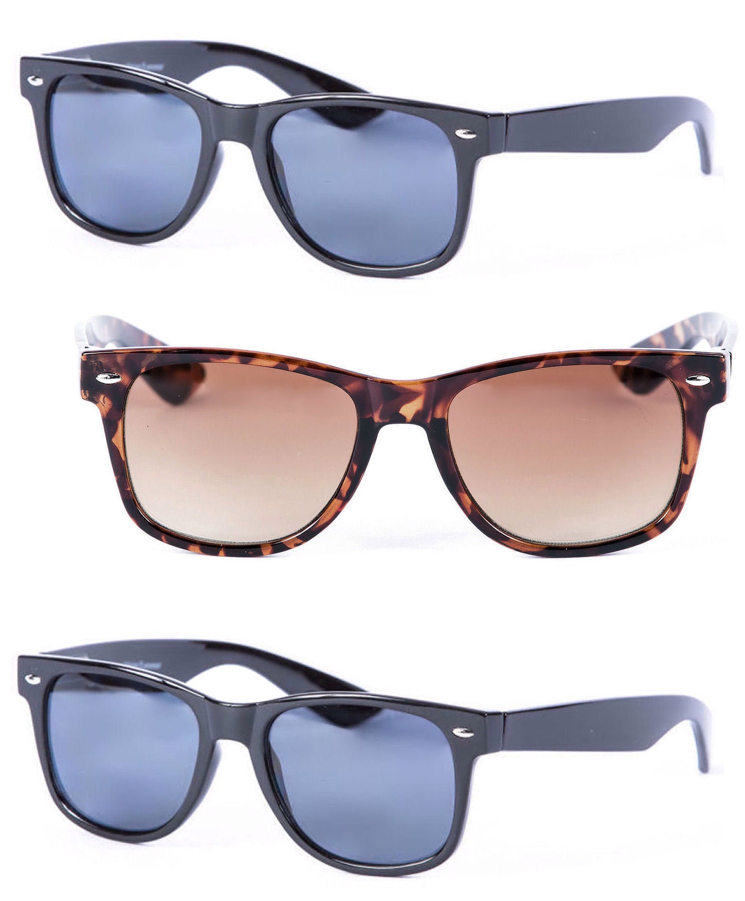 Dark Sunglasses for Men Women Black Trendy Retro Fashion Rectangle