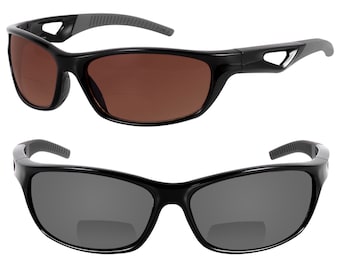 2 Pair of “The Competitor” Lightweight Precision Sport Wrap Bifocal Sunglasses Featuring High Definition Lenses