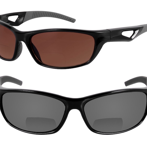 2 Pair of “The Competitor” Lightweight Precision Sport Wrap Bifocal Sunglasses Featuring High Definition Lenses