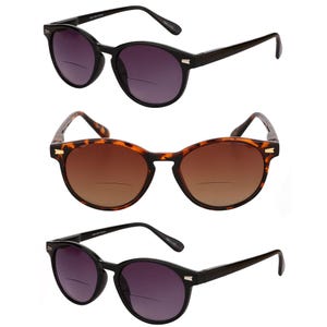 3 Pair of the “The Brilliance” Round Full Frame Bifocal Reading Sunglasses for Men and Women Featuring Spring Hinges