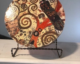 Klimt Decoupage Round Trinket Box 6" X 3" deep – Theme - Gustav Klimt’s “Tree of Life” Decoupage Collage -One of a Kind - Hand-Crafted