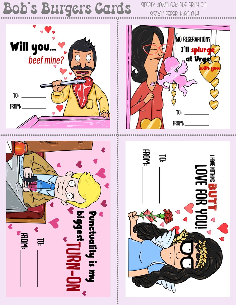 Bob’s Burgers Valentine’s Day Card - Printable - Bundle - Etsy