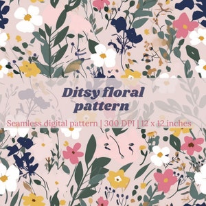 Ditsy Floral Seamless Repeating pattern for Fabric, Scrapbooking, Digital Paper and Sublimation