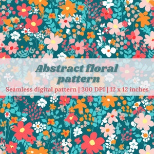 Ditsy Abstract Floral Seamless Pattern, Ditsy Floral for Digital Paper, Digital Download, Fabric, Scrapbooking & Commercial Use, PNG