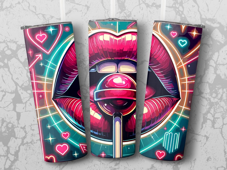 20oz Tumbler 'lipstick and Lollipops' Wrap Digital Etsy