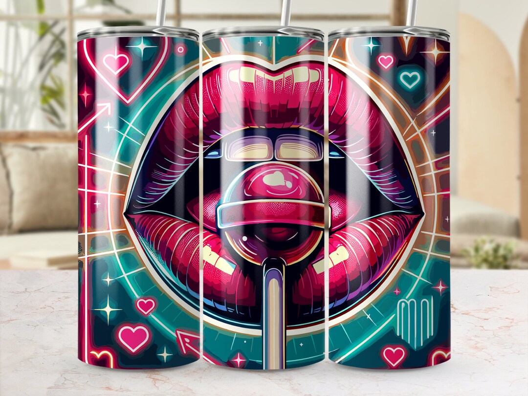 20oz Tumbler 'lipstick and Lollipops' Wrap Digital Etsy