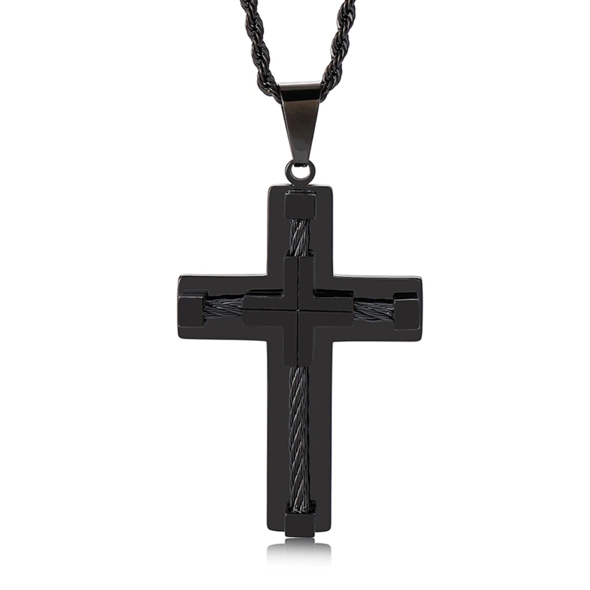 Cross Christian Necklace Stainless Steel Wire Cross Pendant Necklace ...