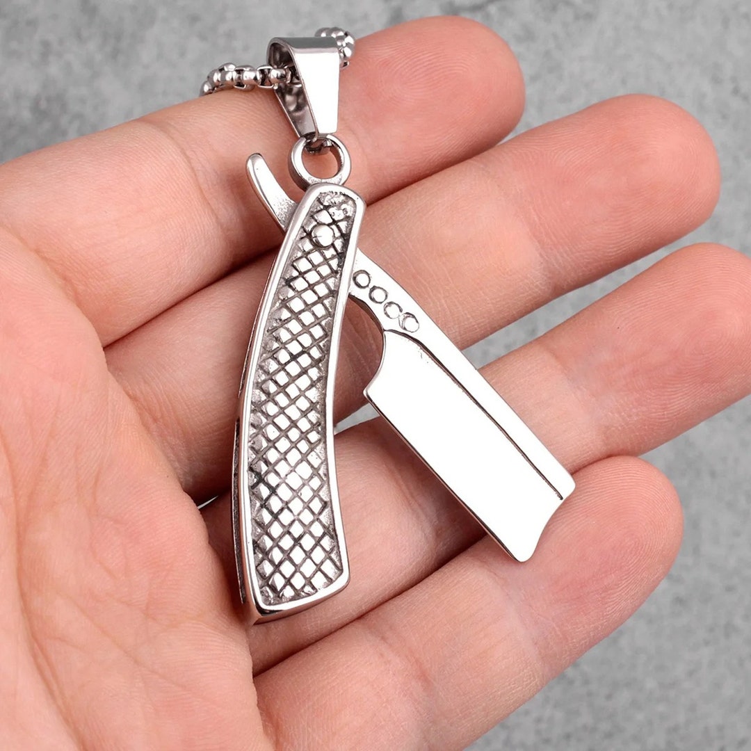 Razor Necklace Razor Pendant Blade Barber Long Men Necklaces Pendants