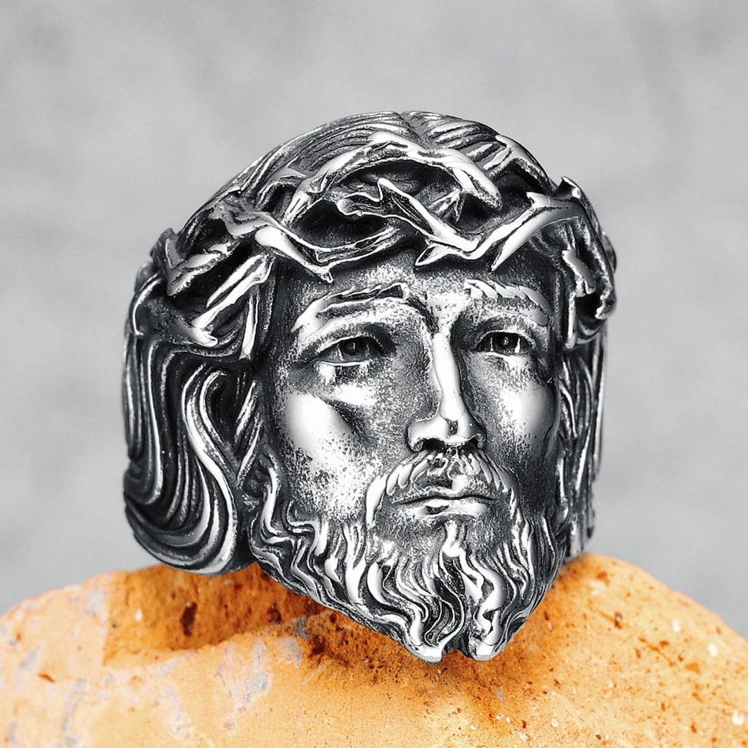 Jesus Face Ring 316L Stainless Steel Men Ring Christian Ring Religion Ring Religious Ring Punk