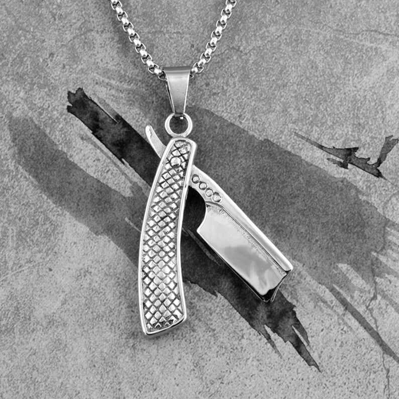 Razor Necklace Razor Pendant Blade Barber Long Men Necklaces Pendants
