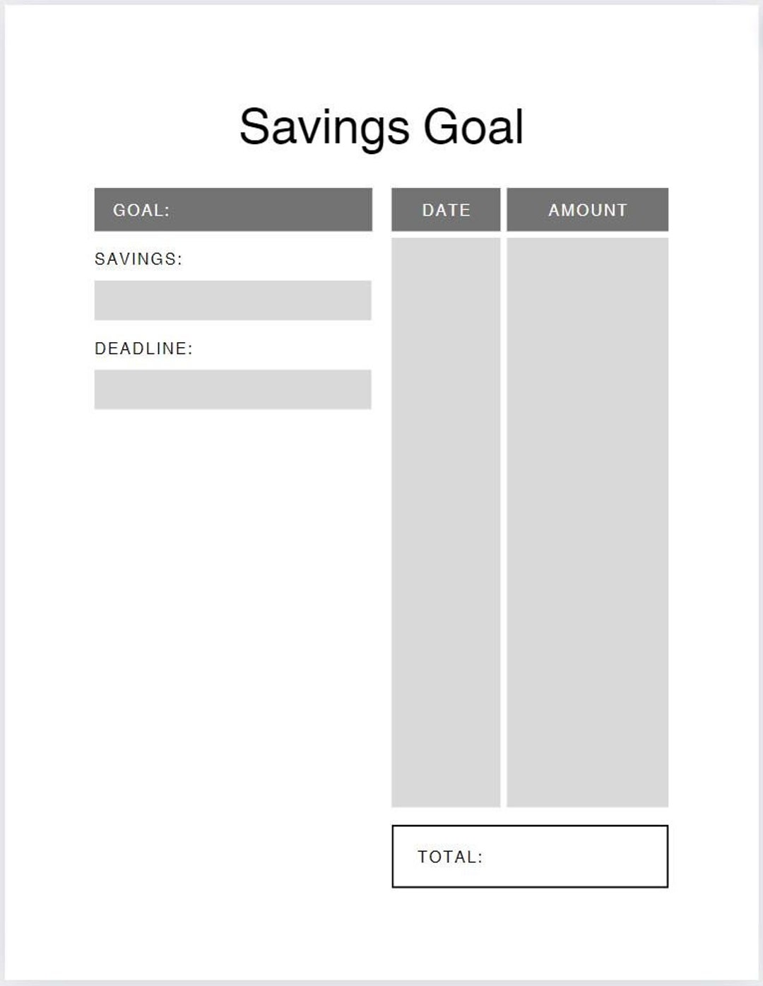 Savings Goal Tracker Digital Etsy