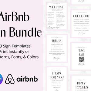 Airbnb VRBO Sign Template Bundle! Editable, printable signs for Vacation Rentals and Short Term Rental Hosts in Canva