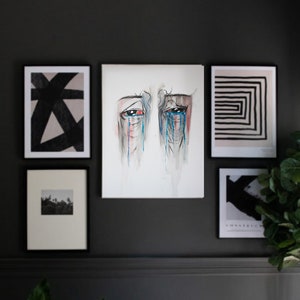 Broken Poster| Crying Eyes Art Print| Wall Art| Minimalist Wall Decor Print, Feminine Crying| Wall Decor