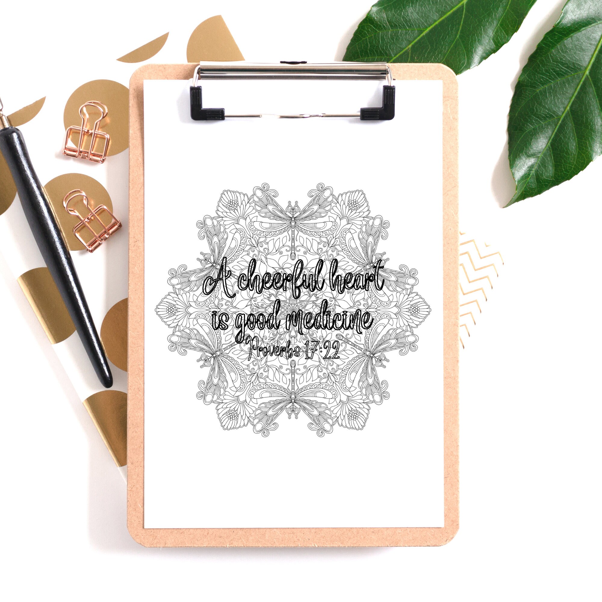 A Cheerful Heart Bible Verse Coloring Page Christian Coloring Page ...