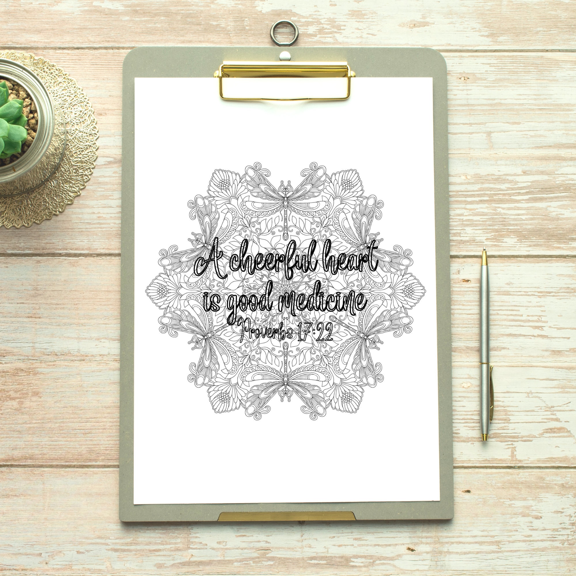 A Cheerful Heart Bible Verse Coloring Page Christian Coloring Page ...