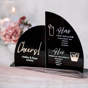 Double Panel Signature Drink Sign | Cheers | Custom Acrylic Bar Menu Sign for Wedding | Bar Menu | Bar Menu Wedding | Acrylic Bar Sign
