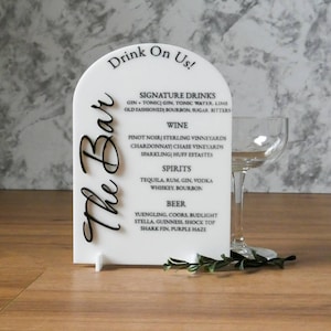 Wedding Arch Bar Sign | Let's Drink Sign | Custom Acrylic Bar Menu Sign for Wedding | Bar Menu | Bar Menu Wedding | Acrylic Bar Sign |