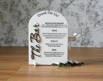 Wedding Arch Bar Sign | Let's Drink Sign | Custom Acrylic Bar Menu Sign for Wedding | Bar Menu | Bar Menu Wedding | Acrylic Bar Sign |