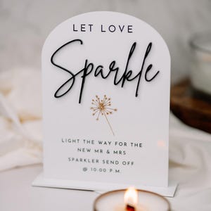 3D Let Love SPARKLE Sparkler Sendoff Light The Way For The Newlyweds Or Mr and Mrs Wedding Exit Acrylic Wedding Send Off Sign