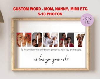 PRINTABLE Mom Collage, Mommy Photo Collage, Customized Mother's Day Gift, Gift For Mom, Personalized Gift for Mom, Photo Gift, word collage