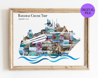 Cruise Ship Photo Collage, Holiday Gift, Cruise Trip collage, vacation photo collage, vacation gift, Travel Photo Collage, Honeymoon Memorie
