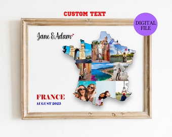 France Souvenir, France Gift, France Photo collage, France Holiday, Paris Souvenir, Travel Photo Collage, Country map photo collage gift