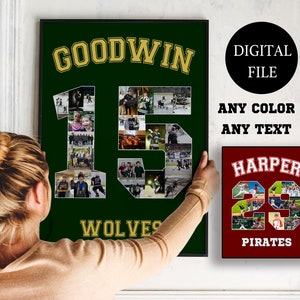 PRINTABLE Basketball Photo Collage, Basketball senior night gift, Senior Night Basketball, Basketball senior gift, Jersey Number Collage