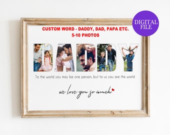 PRINTABLE Daddy Fathers Day Gift Collage, Daddy Photo Collage, Custom Father's Day Gift, Gift For Dad, Personalized Gift for Dad, Photo Gift