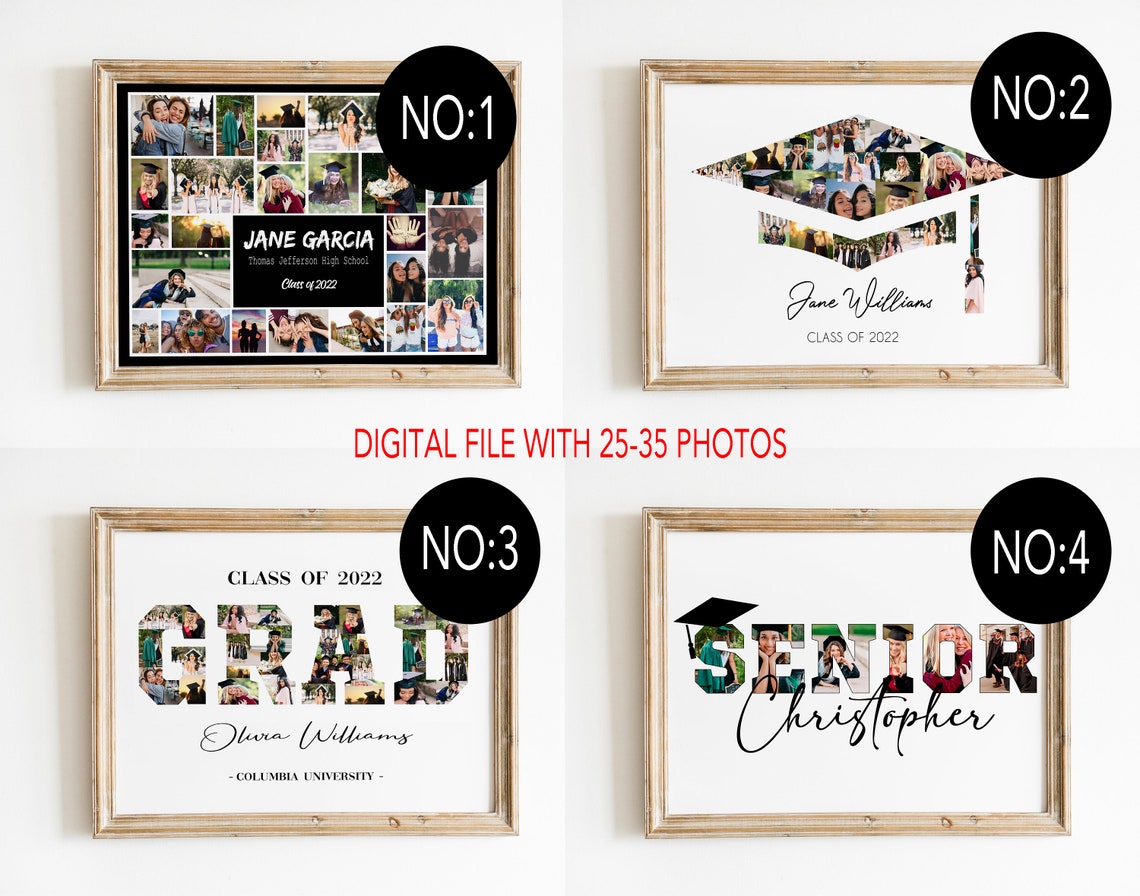 Graduation Collage Examples PRINTABLE Graduation Photo Collage, Graduation Gift, Graduation Cap ...