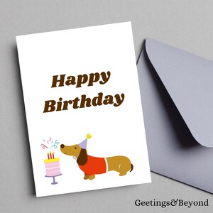 Dog Birthday Cake Card, Digital Download Card, 5x7 size card, Printable Blank Card, Instant Download Birthday Card