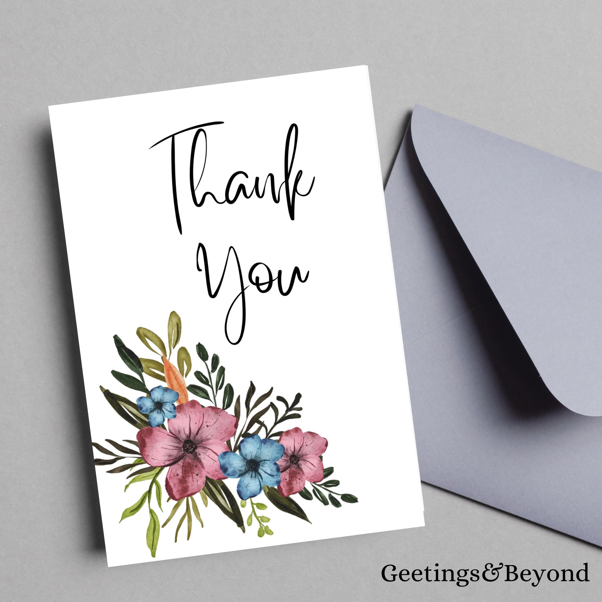 Floral Thank You Card: 5x7 Printable Note Card (digital Download) - Etsy