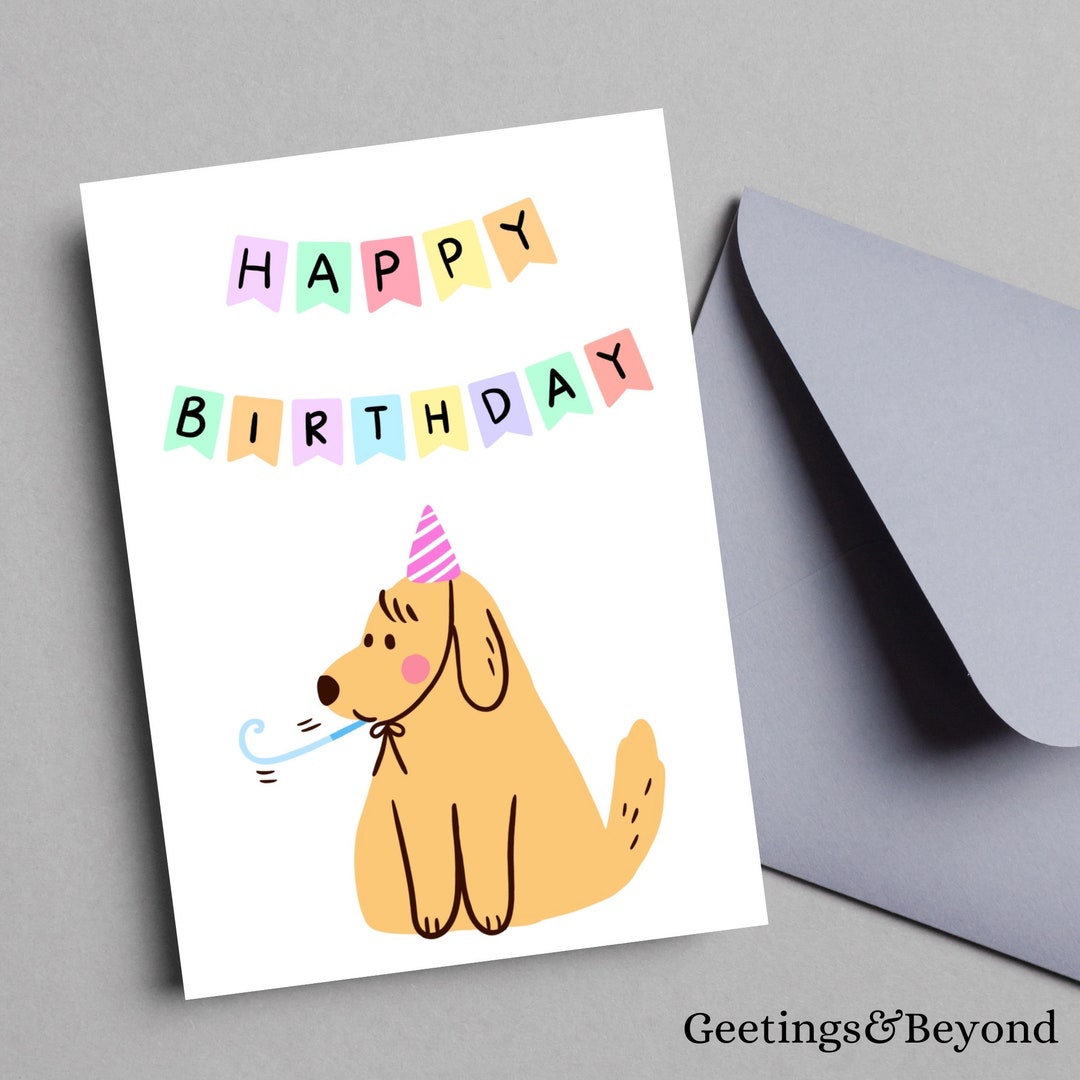 Dog Happy Birthday Card: 5x7 Printable Card (digital Download) - Etsy