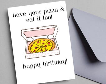 Tarjeta de cumpleaños de pizza: imprimible en blanco de 5x7 (descarga instantánea)